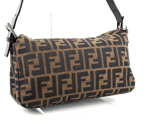 Borsa a tracolla FENDI mamma baguette zucca tela pelle marrone borsa autentica - Foto 5 di 24