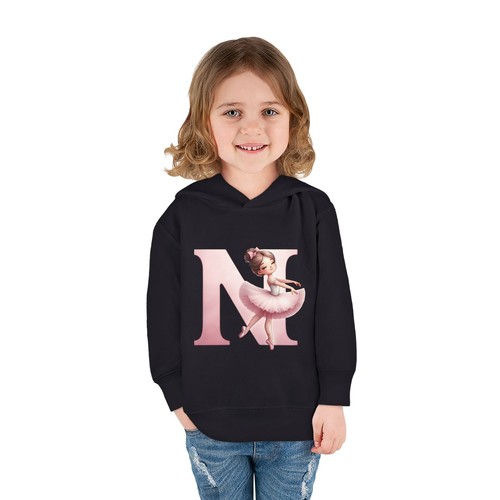 Ballerina Hoodie for Kids, Toddler Ballet Gift, Cute Dance Wear, Letter N - Picture 7 of 10