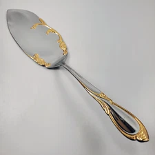 Yamazaki Cache Pastry Pie Server 10 7/8" Stainless Gold Accent Japan Flatware