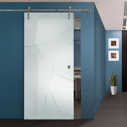 Glasschiebetür 167-1R-S-V1000 Satinatoglas ESG 8 mm Dekor "Bola" - Bild 11 von 13