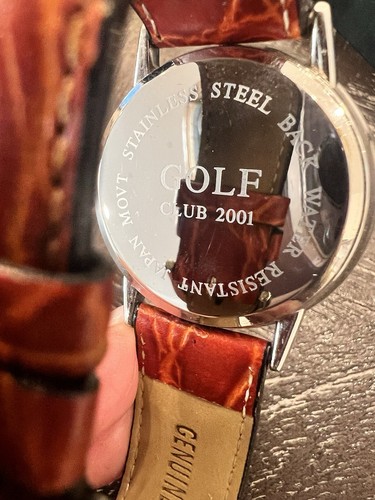 Golf Sport Leather Quartz Watch Stainless Steel Back Water Resistant New w/ Box - Picture 5 of 8