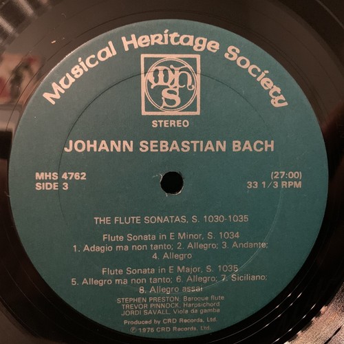BACH Flute Sonatas - PRESTON & PINNOCK & SAVALL - MHS ST 2LP 140g NM - Picture 7 of 8
