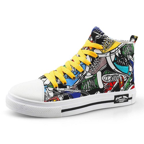Childrens High Top Canvas Shoes Breathable Lace Up Sneakers for Boys and Girls R - Picture 8 of 36