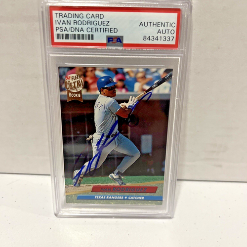 Ivan Rodriguez Autographed Signed 1992 Fleer Ultra RK Card #139 PSA Auth Slab - Picture 3 of 5