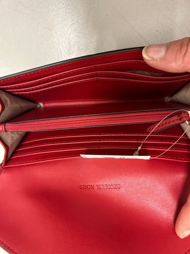 Michael Kors Red Medium Bag Satchel Purse Shoulder Handbag Crossbody + Wallet MK - Picture 6 of 19