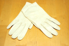 NOS Vintage White Kid Leather Gloves Lauffer Made in Spain Size 6.5
