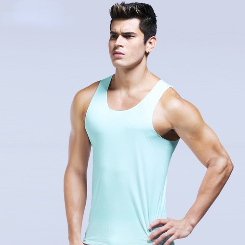 Ice Silk Tank Tops Wife Beater Seamless Sleeveless Shirt A-Shirt Training Vest - Bild 9 von 17