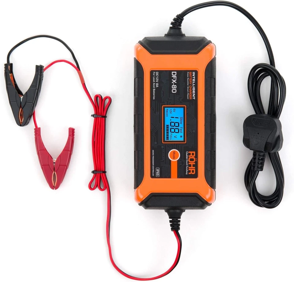 Röhr Autobatterie Ladegerät 12V 8A Schnell Automatik Smart Pulse Repair AGM GEL NASS - Bild 3 von 4