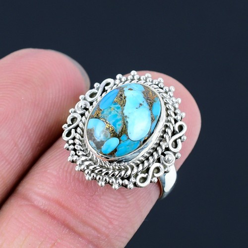 Anillo de joyería hecho a mano de piedra preciosa turquesa maciza de plata esterlina 925 LS-417 - Imagen 4 de 5
