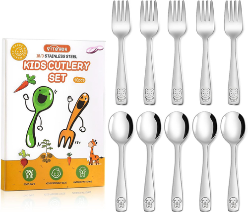 10-Piece Toddler Utensils, Kids Stainless Steel Silverware Set, Children Safe Fo - Picture 8 of 12