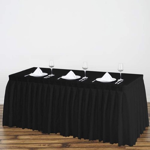 14ft Heavyweight Polyester Table Skirt - 2 Pack for Seamless Table Decor - Picture 7 of 8