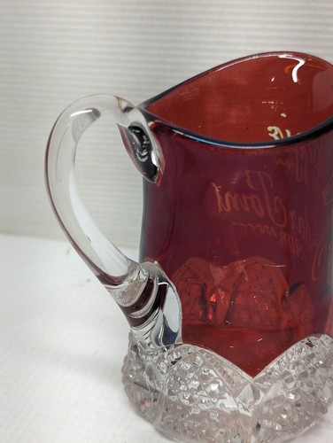 1906 Cedar point Ruby Red Flash 4" Glass Souvenir Creamer For Maggie Vintage + - Picture 6 of 10
