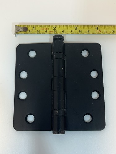 Heavy Duty Ball Bearing Square Corner Hinges Steel Black 4" x 4" Round Corner - Picture 1 of 2
