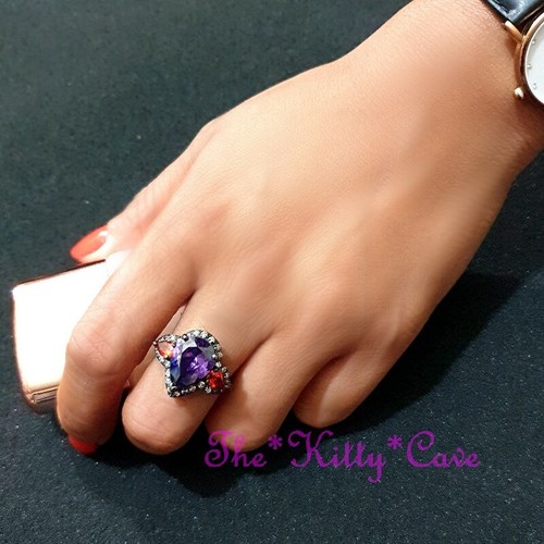 Big Crystal Zirconia CZ Geometric Triple Pear Cut Sparkly Cocktail Rhodium Ring - Picture 23 of 29