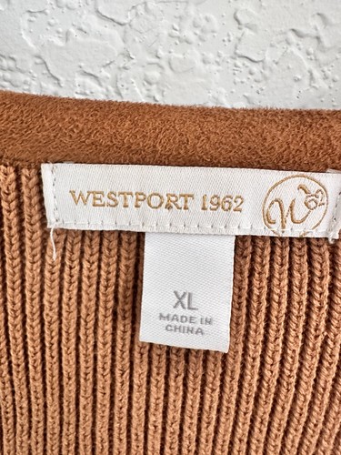 Westport 1962 Damen Strickjacke vorne offen XL Wildlederimitat detailliert Boho Westernsaum - Bild 5 von 10