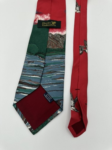 Designer Krawatten Herren Seidenkrawatte Enten Unlimited Vintage 1970 1980er Natur Bear Lake - Bild 3 von 3