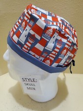 Lighthouse red Men's Skull/Chemo Surgical Scrub Hat/Cap Handmade