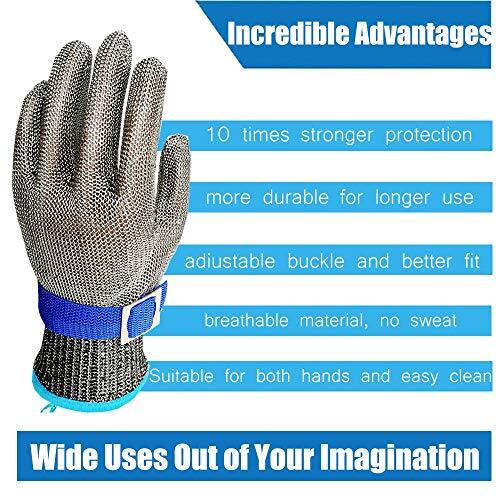 Cut Resistant Glove Level 9 Stainless Steel Metal Mesh Butcher Safety , 1-Pack - Picture 7 of 7