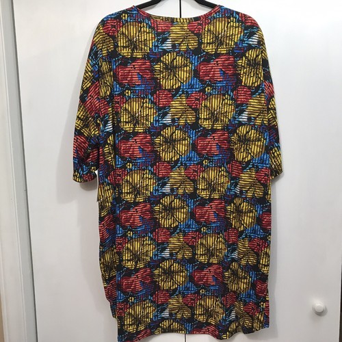 Lularoe Irma Tunic Shirt Top Black Striped Multicolored Flowers Size 2XL NWT  - Picture 7 of 7