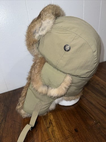 Mad Bomber Hat Mens SZ Medium Army Green Rabbit Fur Trapper - Picture 9 of 15