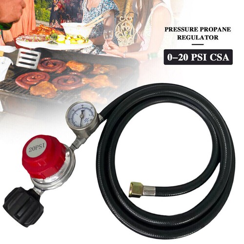 BBQ 6FT 0-20PSI Adjustable High Pressure Propane Regulator with Hose & PSI Gauge - Picture 3 of 11