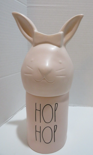 RAE DUNN NUEVA VELA CERÁMICA "HOP HOP" CON CABEZA DE CONEJO TOPPER 10" - Imagen 1 de 6