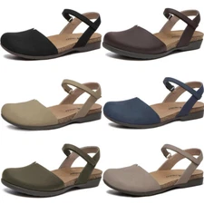 Women Close Toe Sandals Arch Support Comfortable Cork Footbed Flat Sandals