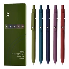 UIXJODO Gel Pens, 5 Pcs 0.5mm Black Ink Pens Fine Point Smooth Writing Pens