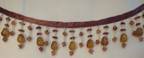 BEADED FRINGE ~ By the Yard ~ Amber, Rose, and Gold ~ 2.25" Wide ~ NEW! - Picture 1 of 2