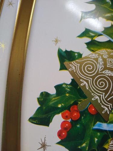 Vintage Metal Rectangle Christmas Tray With Bells - Bild 3 von 4