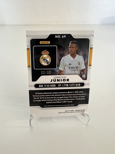 2020 Obsidian Vinicius Jr #69 Electric Etch /50 Orange Prizm Real Madrid - Bild 2 von 2