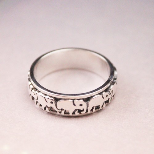 Real 925 Sterling Silver Ring For Men Vintage Silver Ring Elephant - Picture 4 of 6