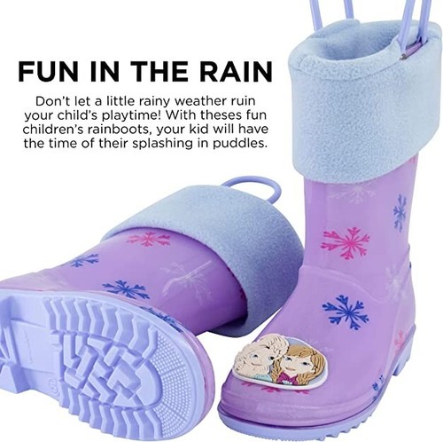 Disney-Child Girls Frozen Kids Rain Boots with Soft Removable Snow Liner - Picture 2 of 7