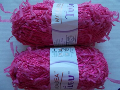 Moda Dea Tutu cotton blend fashion yarn, Raspberry, lot of 2 (92 yds each)