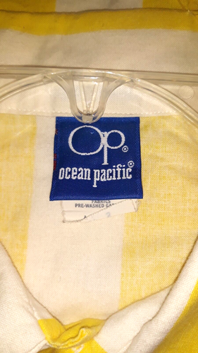 Vintage 1987 Ocean Pacific Physically Fit Surf Vertical Stripe Button Down Small - Picture 7 of 10