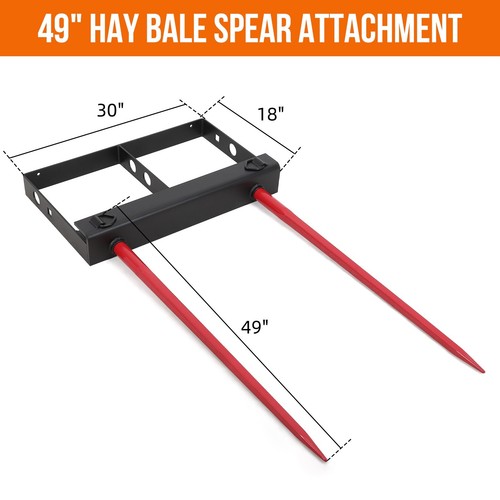 49"*2 Hay Spear 4000lbs Loading Capacity Quick Attach for Skid Steer Loader - Picture 6 of 7