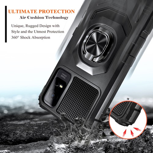 Funda con soporte de anillo para teléfono TCL 40 XL / TCL 40 T / TCL 505 + vidrio templado - Imagen 6 de 26