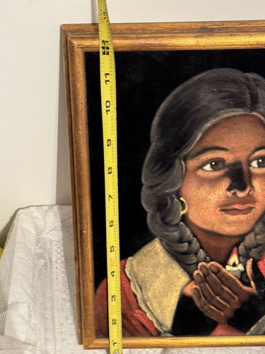 2 Oil on Black Velvet Painting "Bandito Smoking Pipe" & “Lady With Candle” Sign - Picture 11 of 12