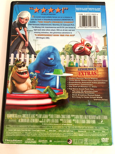 Monsters vs Aliens DVD Ships  Same Day With Tracking - Picture 2 of 2