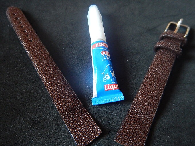 Bracelet galuchat véritable marron poli 16mm pour anses soudées