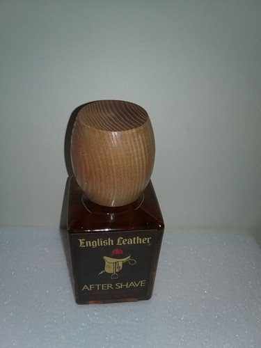 Vintage Old English Leather 8 oz After Shave Paper Label Wood Top, Full, NO BOX - Picture 9 of 12