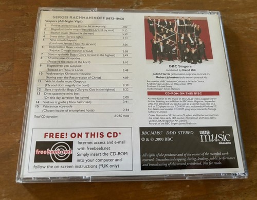BBC MUSIC RACHMANINOFF VESPERS MUSIC CD, BBC SINGERS / DAVID HILL, 15 TRACKS - Picture 2 of 2