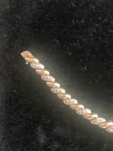 VINTAGE 925 GOLD OVER STERLING SILVER RHINESTONES TENNIS STYLE BRACELET 7" - Picture 6 of 14