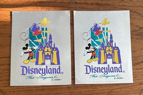 Disneyland The Original Unused Reflective Sticker 1991 Lot X2 Mickey Mouse - Picture 1 of 2