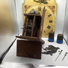 Wag on the Wall Clock Early Movement Folk Art Signed Antique hand painted