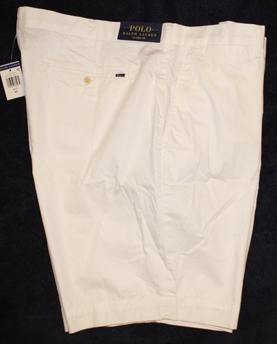 Polo Ralph Lauren Mens White Cotton Classic Fit Flat-Front Shorts NWT Waist 42