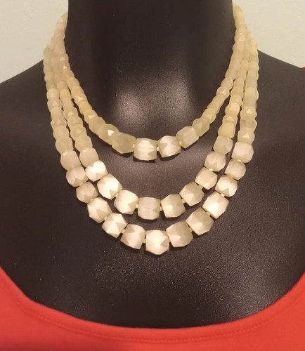 Selenite Vintage Three Layer Choker Necklace For Woman Finely Cut Stones - Picture 9 of 12