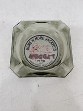 Vintage Jim Kelley's Nugget Casino Glass Ashtray - Reno, Nevada 1970s Souvenir 