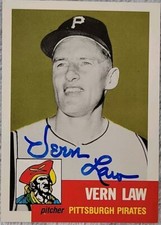 Vern Law 1991 Topps Archives #324 1953 Series Auto On Card Autograph Pirates