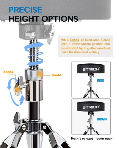 STRICH Drum Throne Seat, Height Adjustable Padded Drum Stool Chair, Heavy Dut... - Bild 3 von 8
